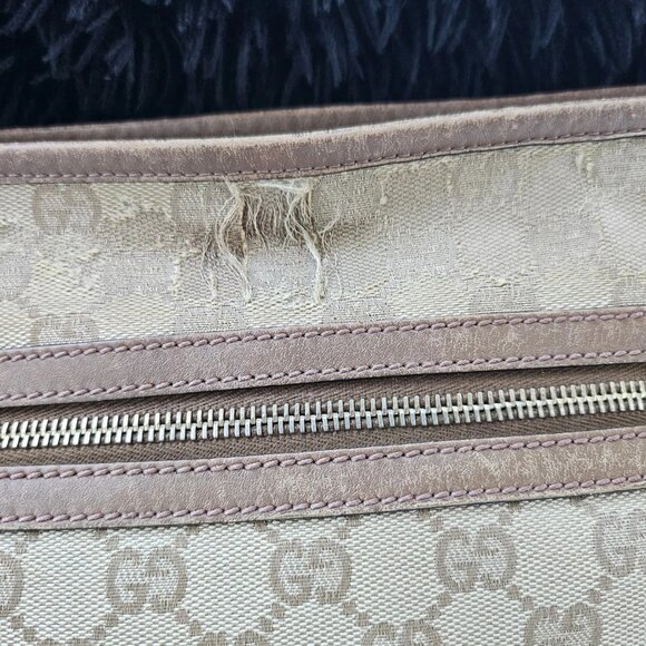 Gucci Women Hand Bag Brown GG Web Signature Canvas Shoulder Bag Italy Read Desc - Picture 9 of 12